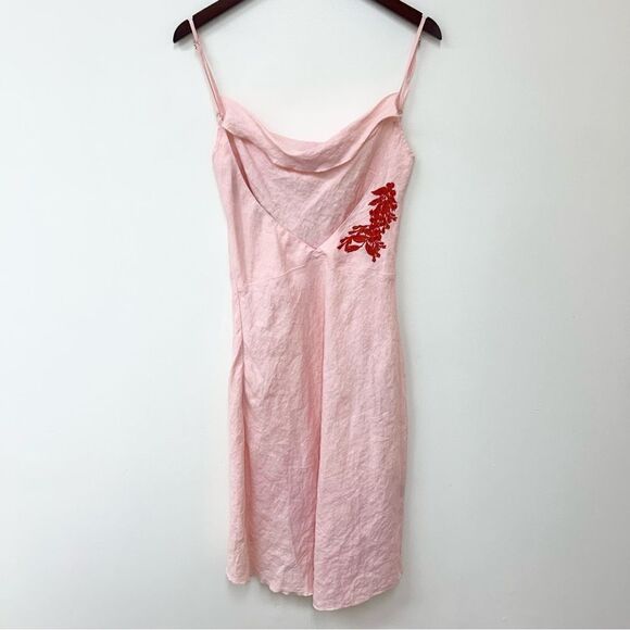 Fanm Mon Fiyet Linen Dress (Marassa Collection) Peach Small - Picture 9 of 11